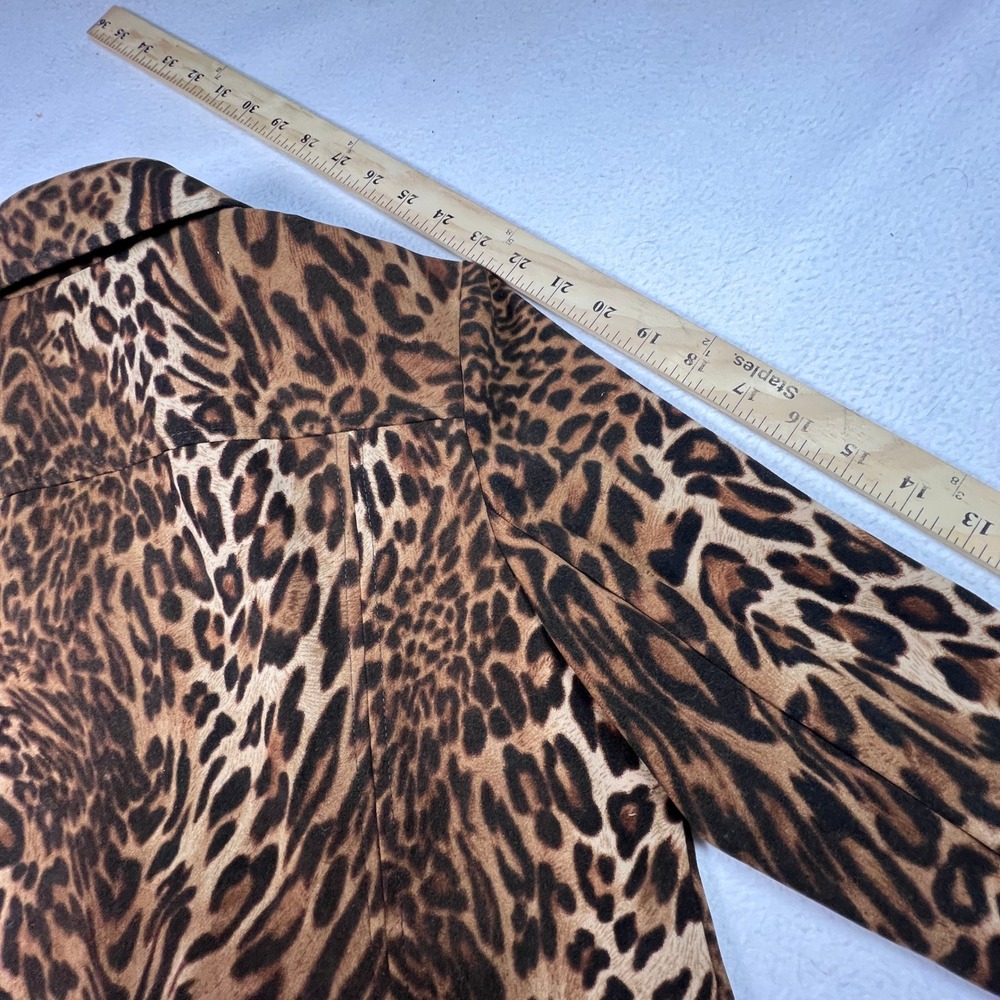 Harve Benard Jacket Medium Petite Leopard Print Lightweight Brown Animal Pattern - Picture 8 of 10
